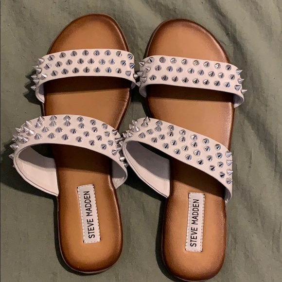 Steve Madden White Studded Sandals - Picture 1 of 7